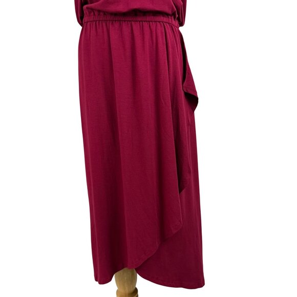 Ann Taylor Dress Women's Large Tall One-Shoulder Midi Elastic Waist Asymmetrical - Picture 5 of 11